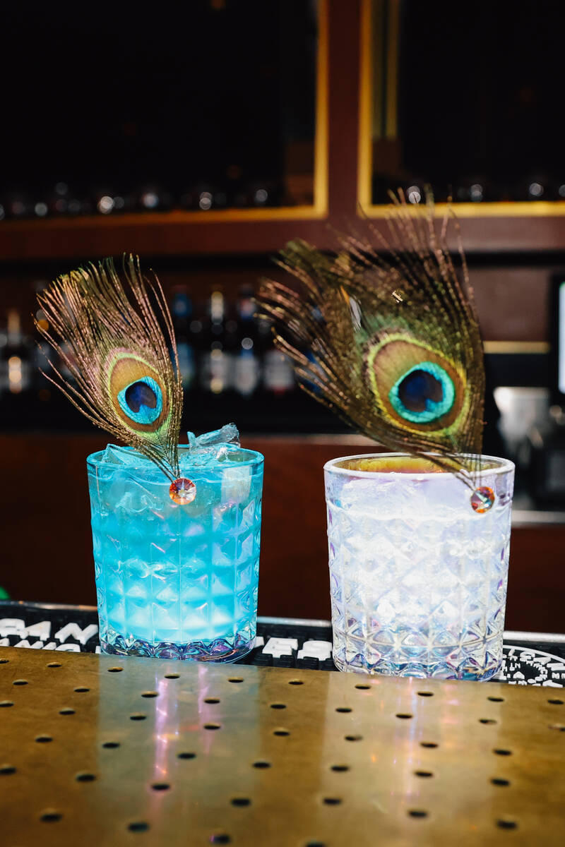 Special themed drinks are set out during a listening party for Taylor Swift’s new album ...