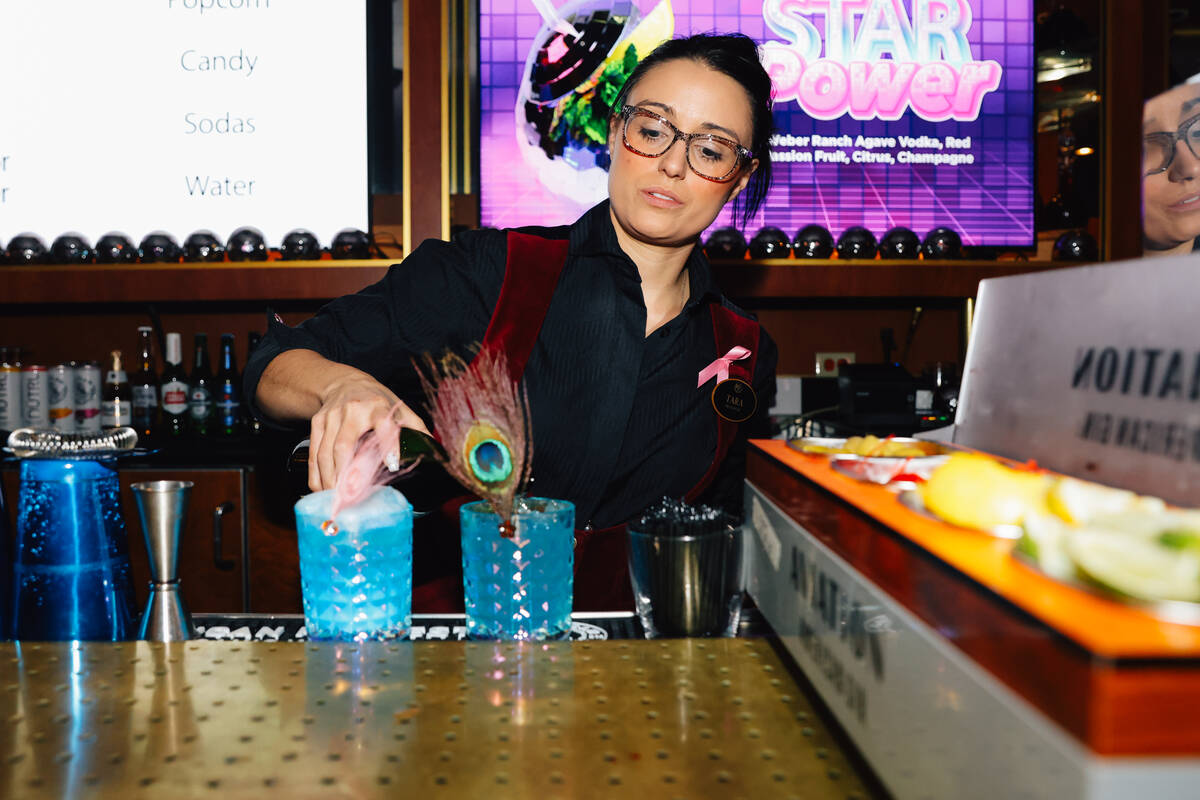 Special drinks are made during a listening party for Taylor Swift’s new album “Th ...