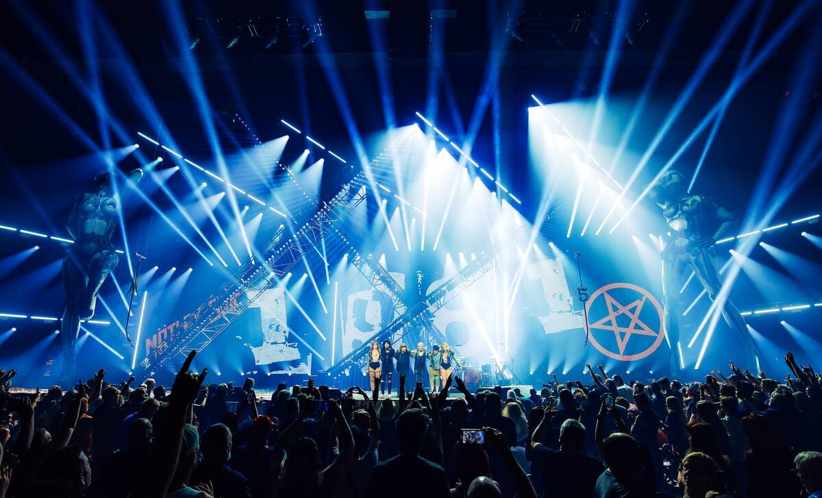 Mötley Crüe is shown opening its residency at Dolby Live on Friday, Sep. 12, 2025. (Marcus Mc ...