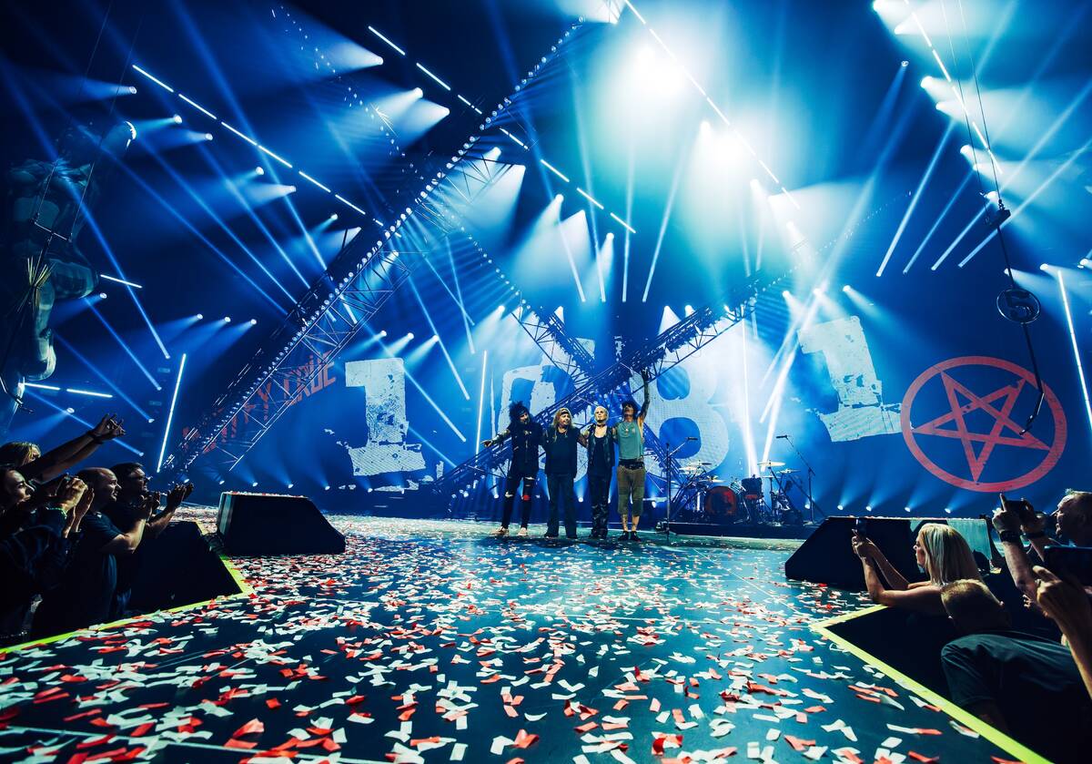 Mötley Crüe is shown opening its residency at Dolby Live on Friday, Sep. 12, 2025. (Marcus Mc ...