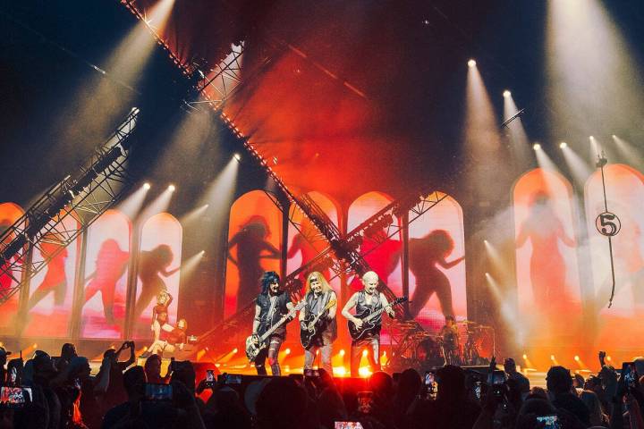 Mötley Crüe is shown opening its residency at Dolby Live on Friday, Sep. 12, 2025. (Marcus Mc ...