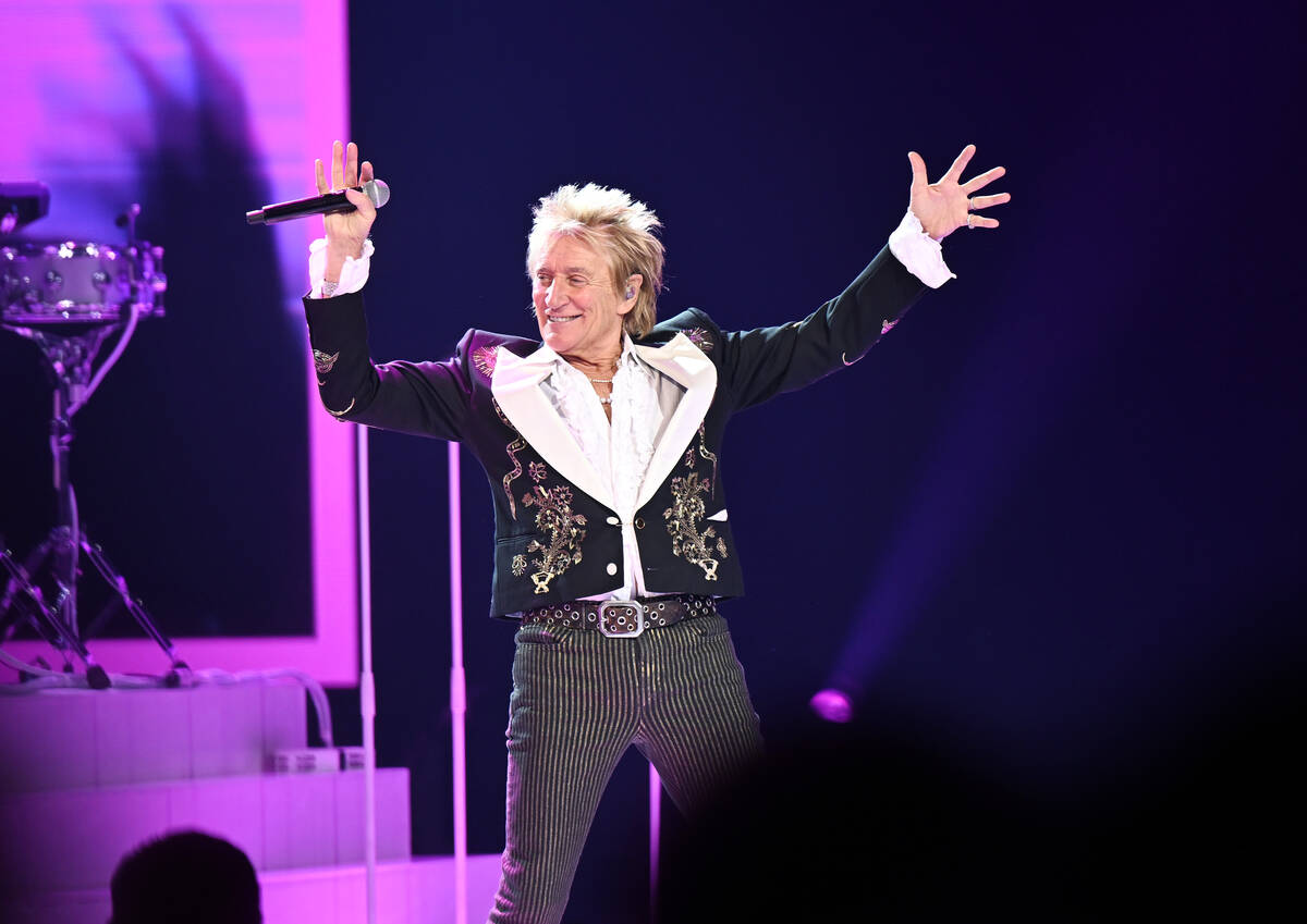 Sir Rod Stewart performs at The Colosseum at Caesars Palace on March, 12, 2025, in Las Vegas. ( ...