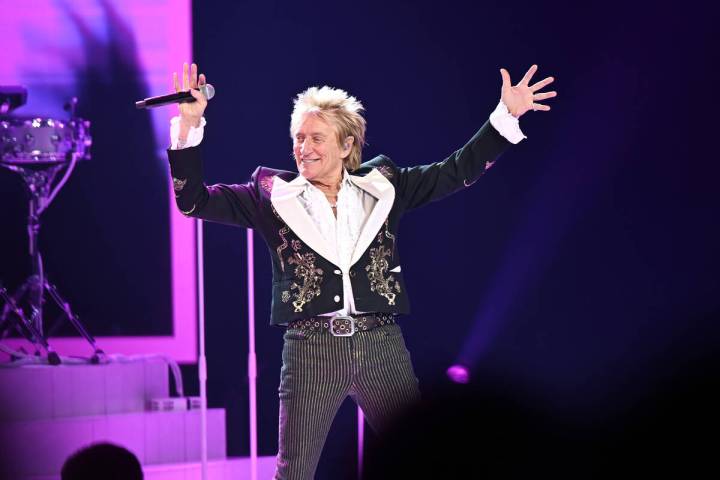 Sir Rod Stewart performs at The Colosseum at Caesars Palace on March, 12, 2025, in Las Vegas. ( ...