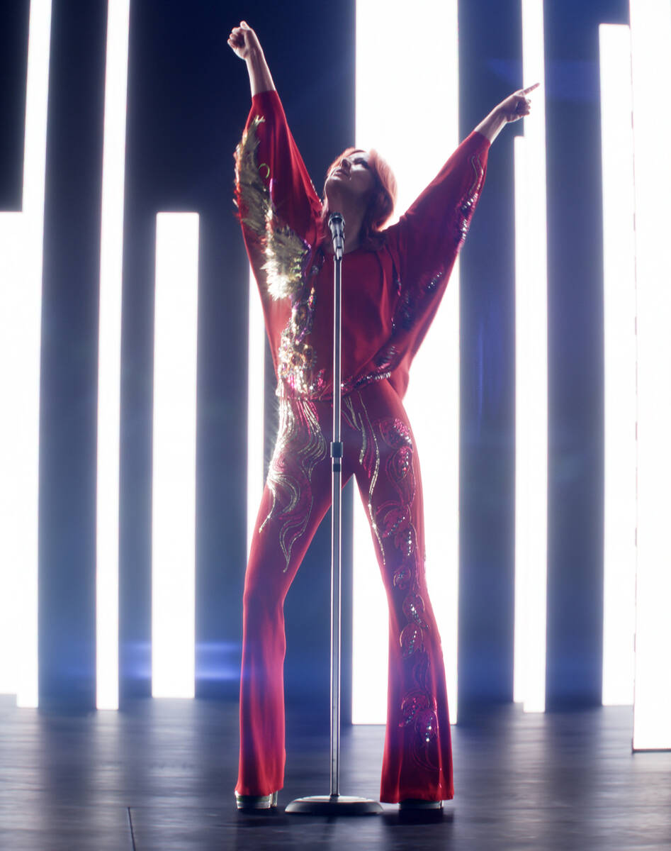A virtual avatar of Anni-Frid Lyngstad is shown in "ABBA Voyage," playing at ABBA Arena in Lond ...