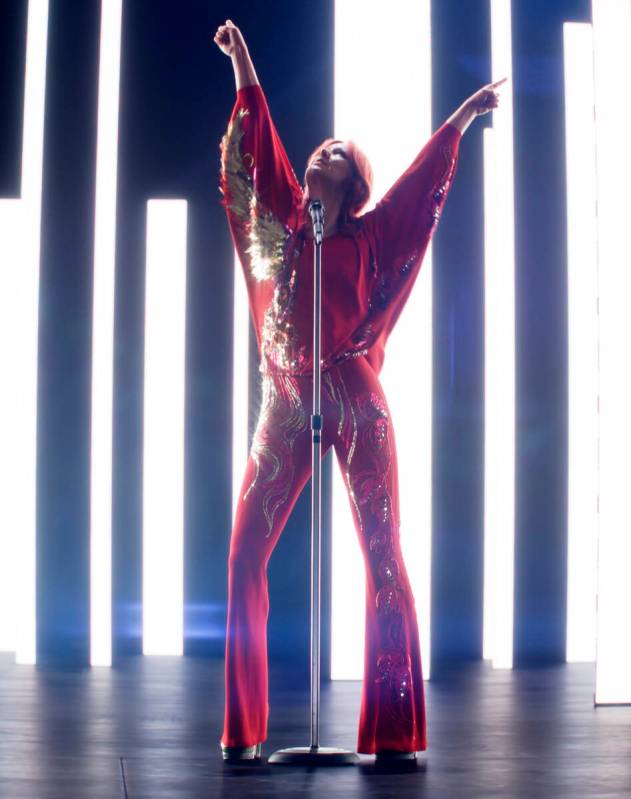 A virtual avatar of Anni-Frid Lyngstad is shown in "ABBA Voyage," playing at ABBA Arena in Lond ...