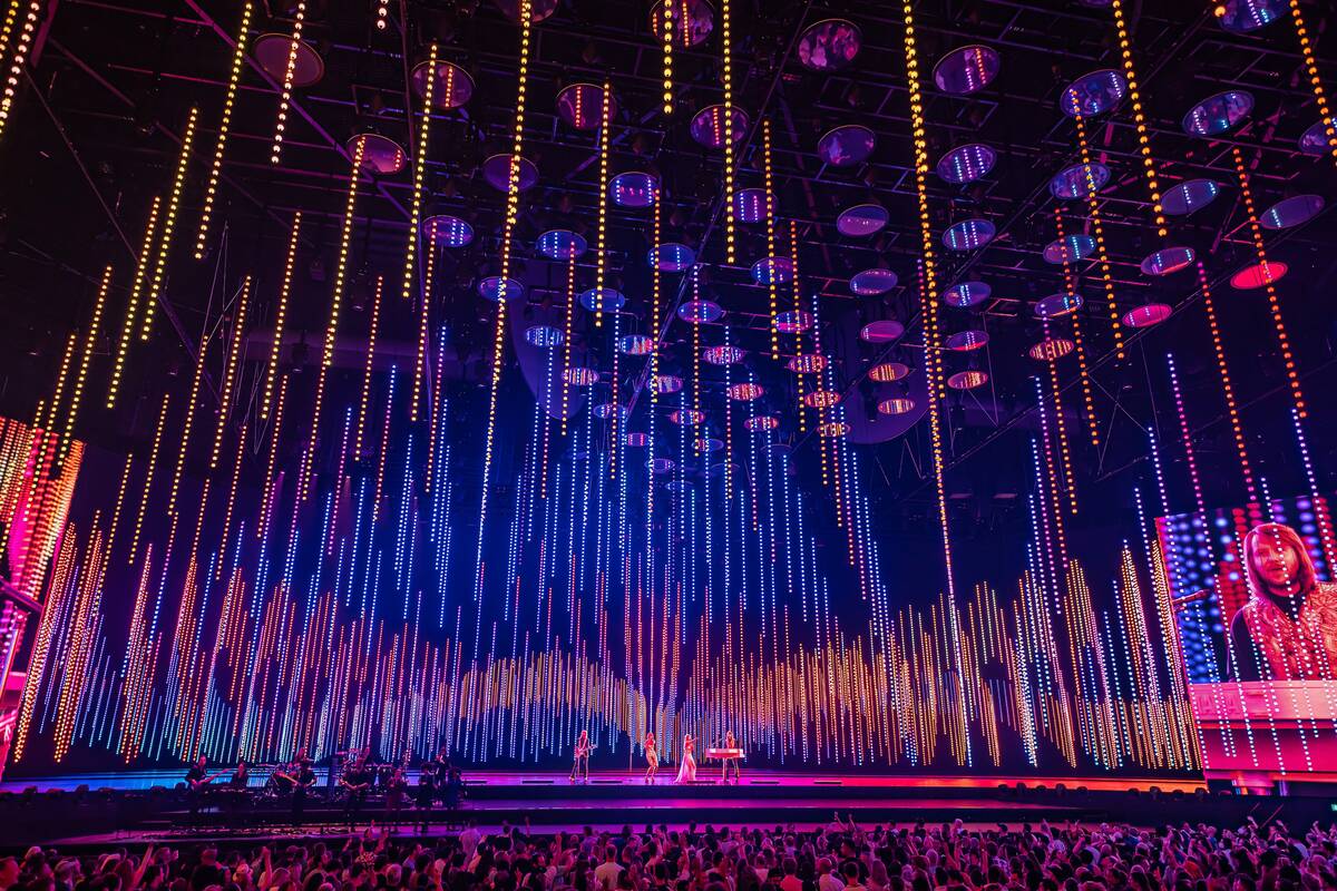 "Gimme Gimme Gimme" is performed during "ABBA Voyage," playing at ABBA Arena in London. (Ralph ...