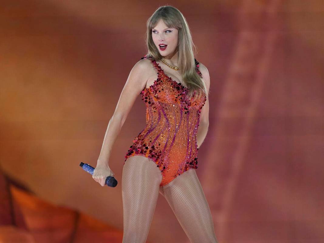 Taylor Swift performs at the Paris Le Defense Arena during her Eras Tour concert in Paris, on M ...