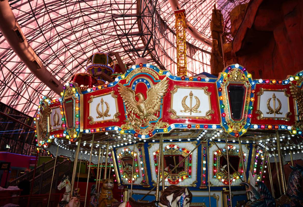 The carousel is seen inside the Adventuredome at Circus Circus Hotel and Casino in Las Vegas on ...