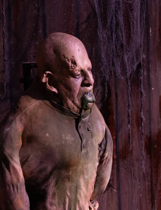 Props from a western, ‘hellbilly’ themed haunted house are set up for Circus Circus Hotel a ...