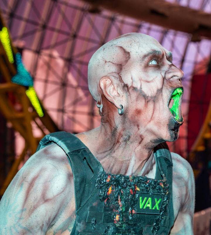 Vax, a creature featured in Circus Circus Hotel and Casino’s Fear Zone, interacts with g ...