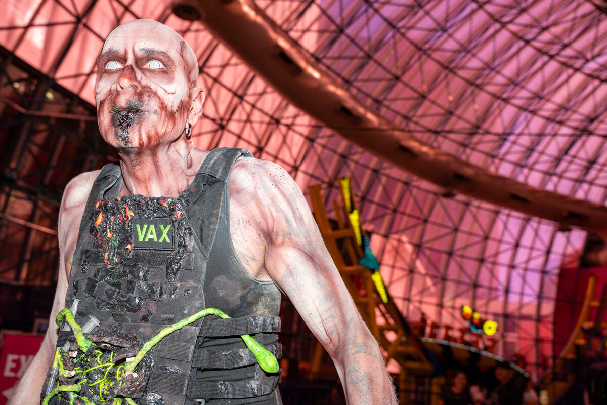 Vax, a creature featured in Circus Circus Hotel and Casino’s Fear Zone, interacts with g ...