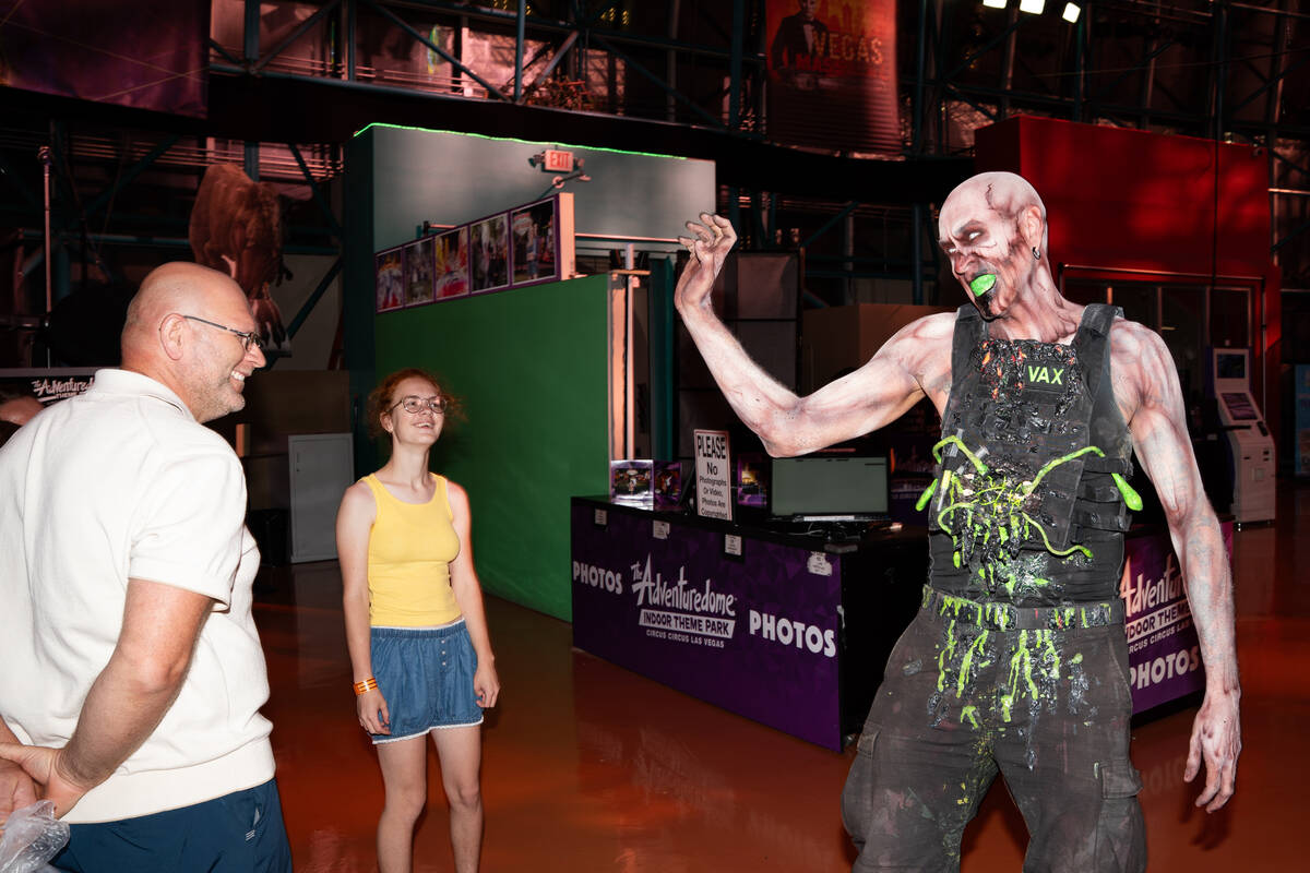 Vax, a creature featured in Circus Circus Hotel and Casino’s Fear Zone, interacts with g ...