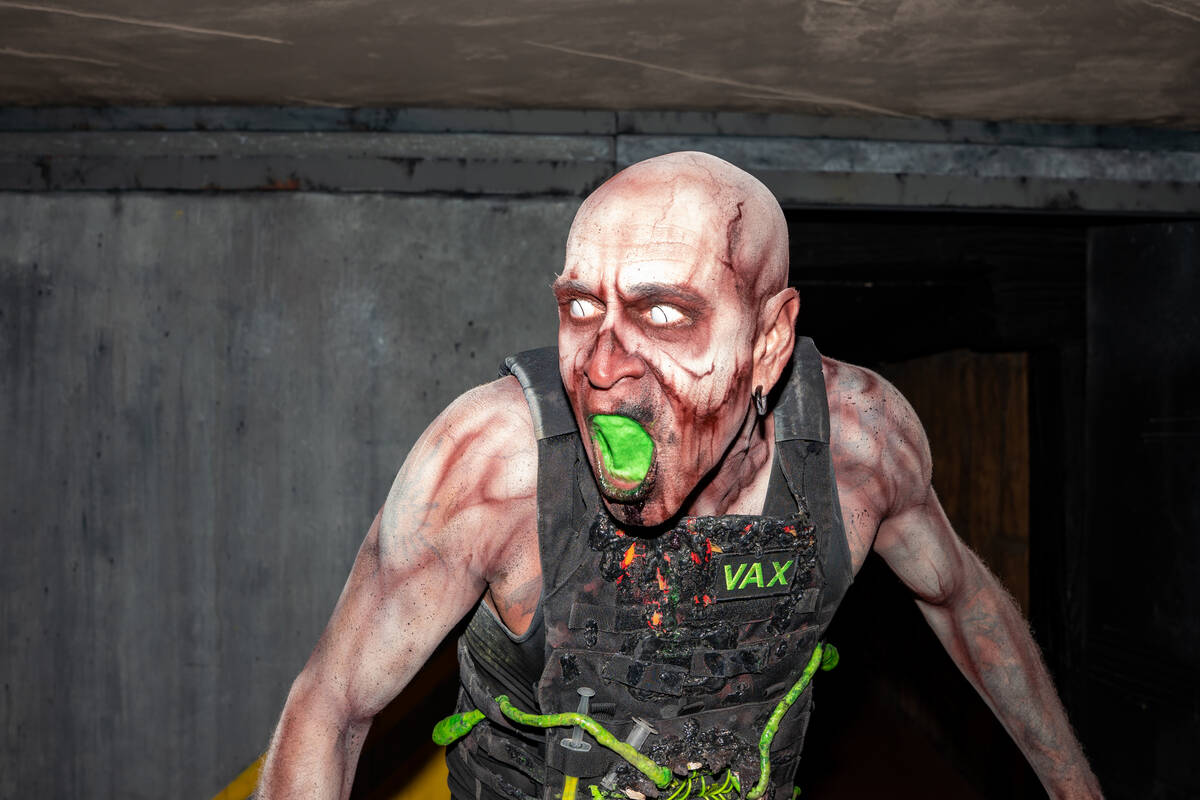 Vax, a creature featured in Circus Circus Hotel and Casino’s Fear Zone, poses inside the ...