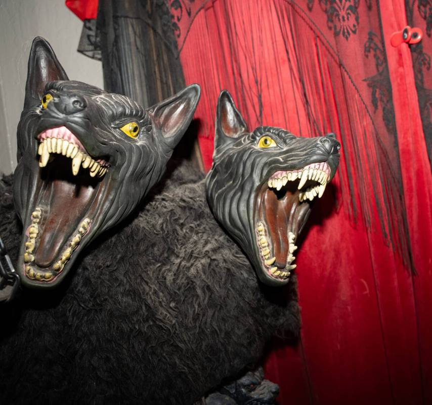 Halloween decorations fill the living room of Skull Manor, year-round Halloween-themed home in ...