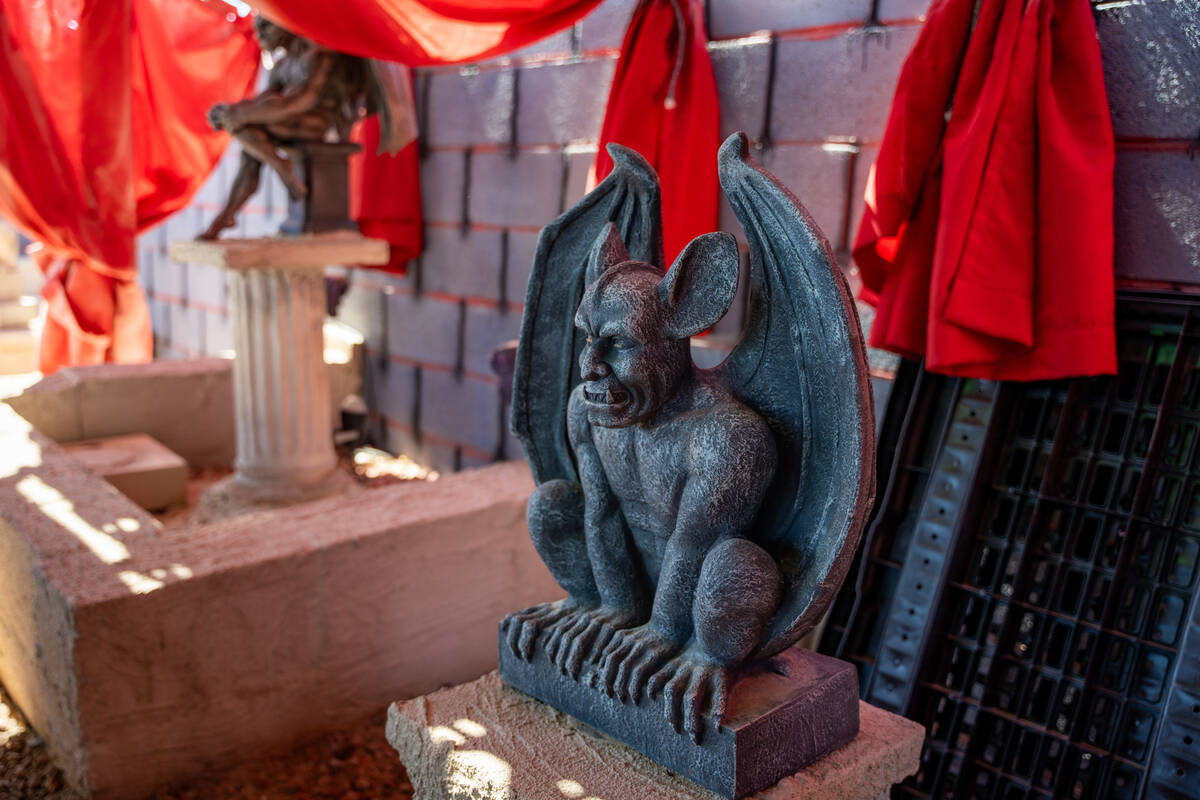 Details in the backyard of Skull Manor is seen, a year-round Halloween-themed house in Las Vega ...