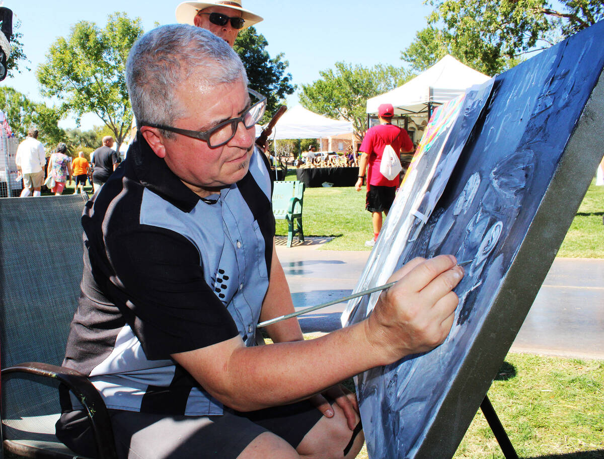 Boulder City artist David Henry Lombardi was one of more than 350 artists who filled four parks ...