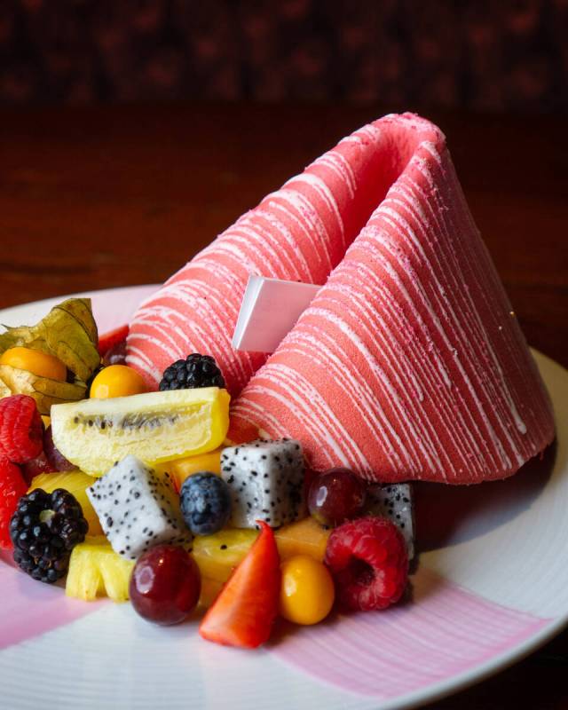 A giant pink fortune cookie from Tao Asian Bistro in The Venetian on the Las Vegas Strip. (Tao ...