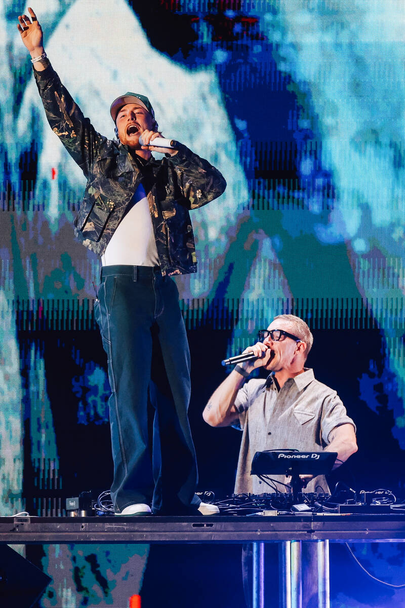 Bailey Zimmerman performs during Diplo’s set during night one of the iHeartRadio Music F ...