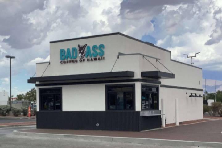The exterior of Bad Ass Coffee of Hawaii set to open in mid-October 2025 on East Lake Mead Boul ...