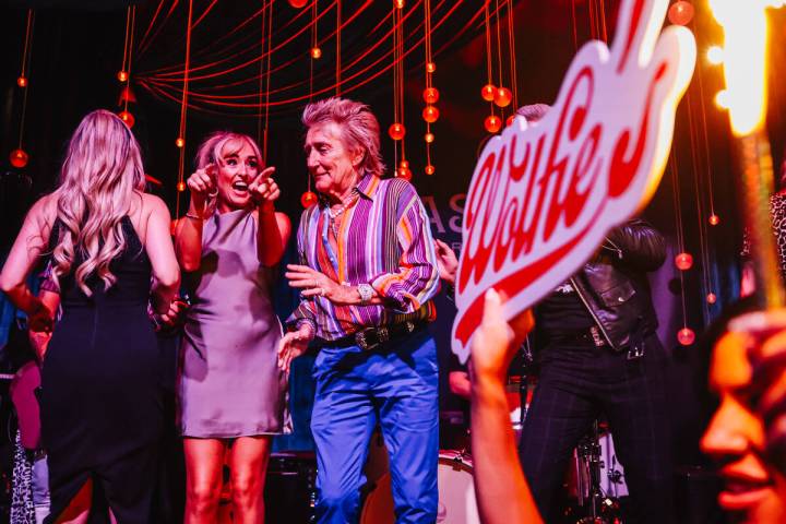 Rod Stewart celebrates the second anniversary of his liquor brand, Wolfie’s, inside of C ...