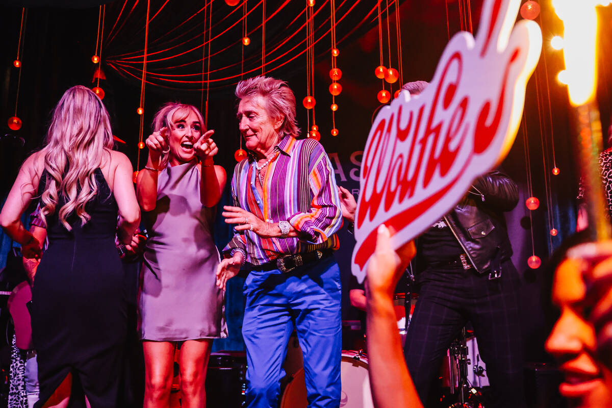 Rod Stewart celebrates the second anniversary of his liquor brand, Wolfie’s, inside of C ...