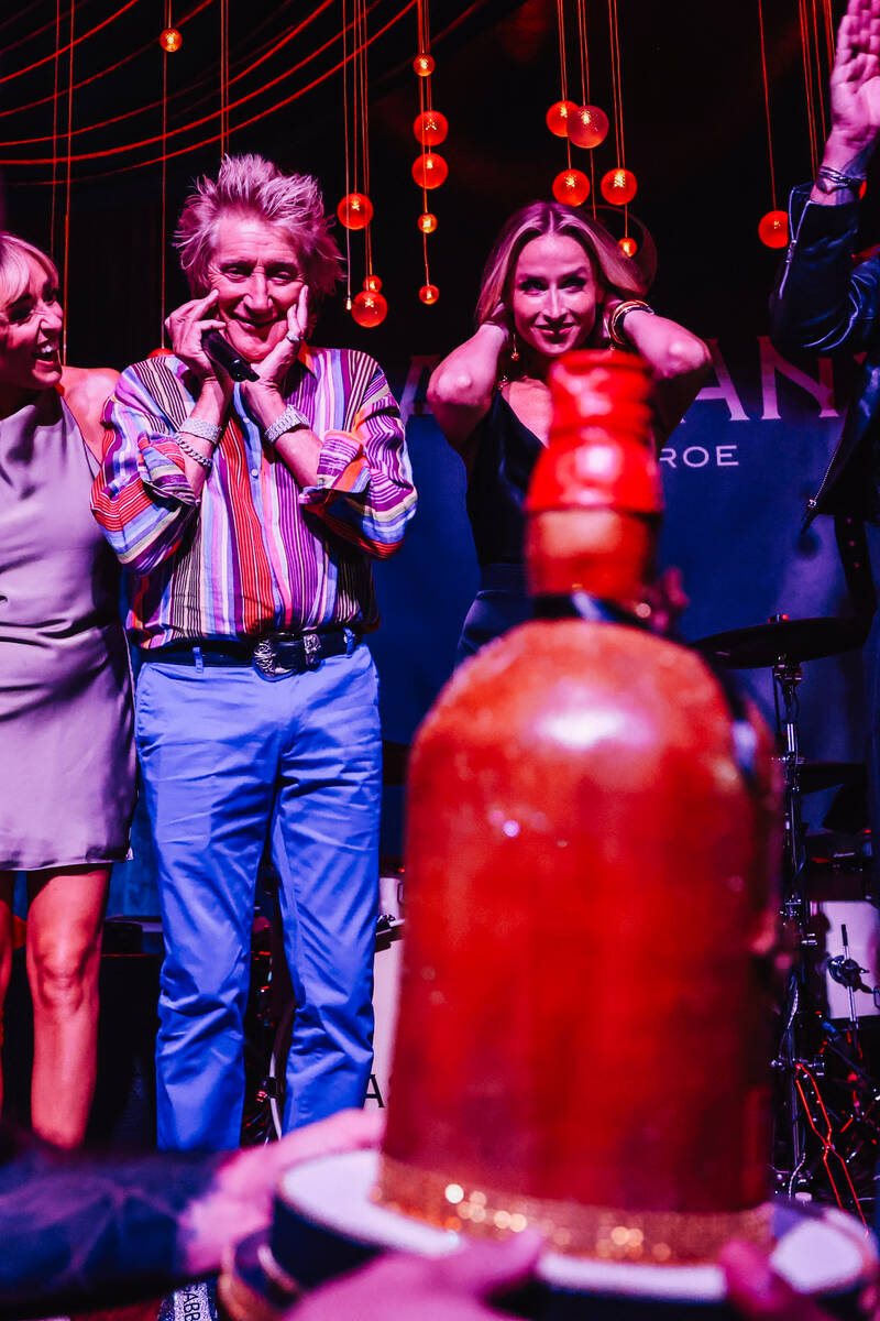 Rod Stewart celebrates the second anniversary of his liquor brand, Wolfie’s, inside of C ...
