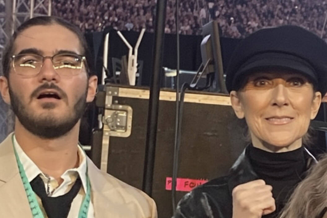 Celine Dion with son Eddy Angelil at Paul McCartney's "Got Back" show at Allegiant Stadium. Oct ...