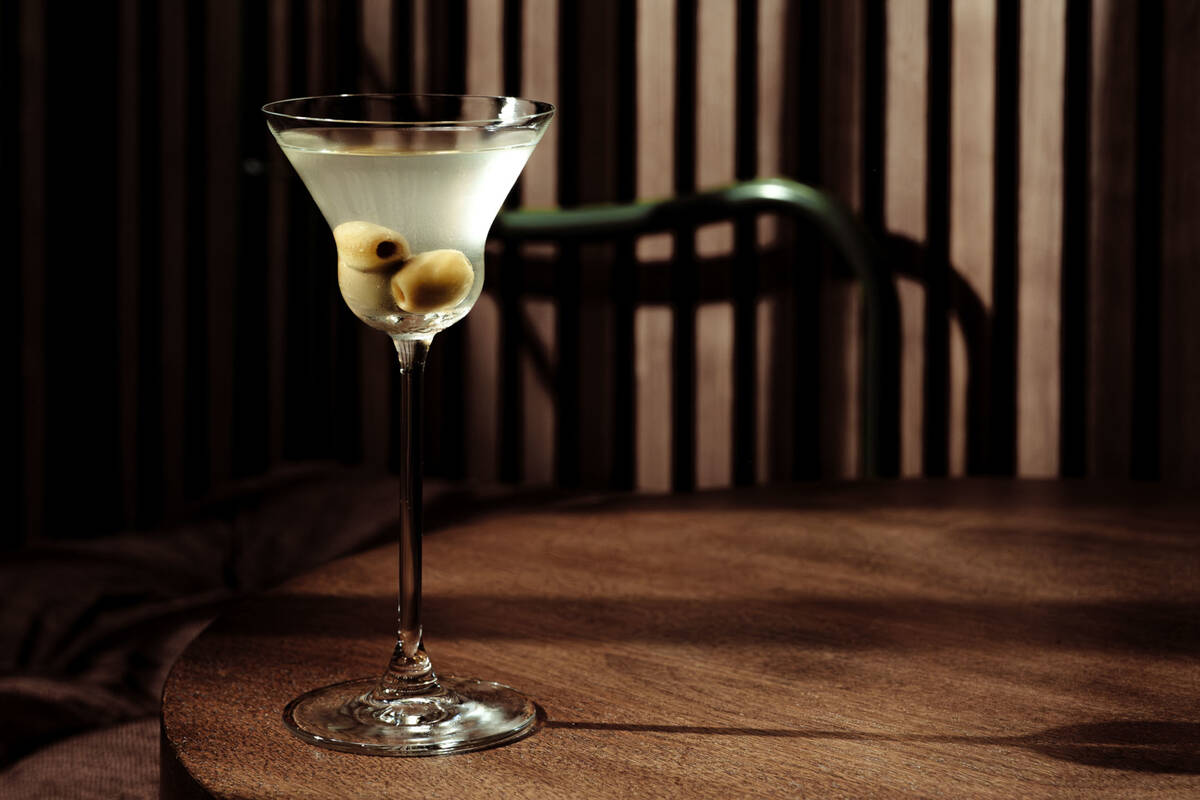 A White Whale Dirty Martini from White Whale, a cocktail lounge opening in mid-October 2025 in ...