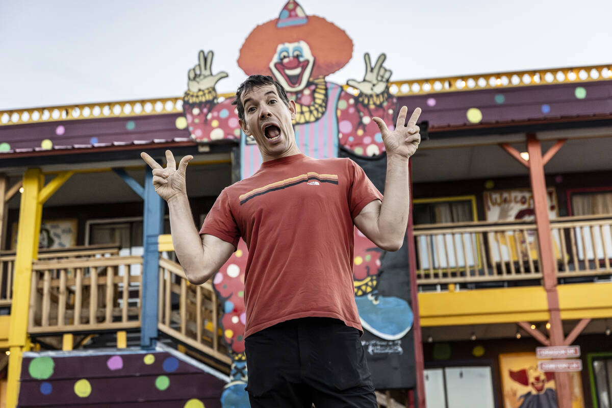 Alex Honnold, seen outside Tonopah's Clown Motel, is an accomplished climber and is hosting a n ...