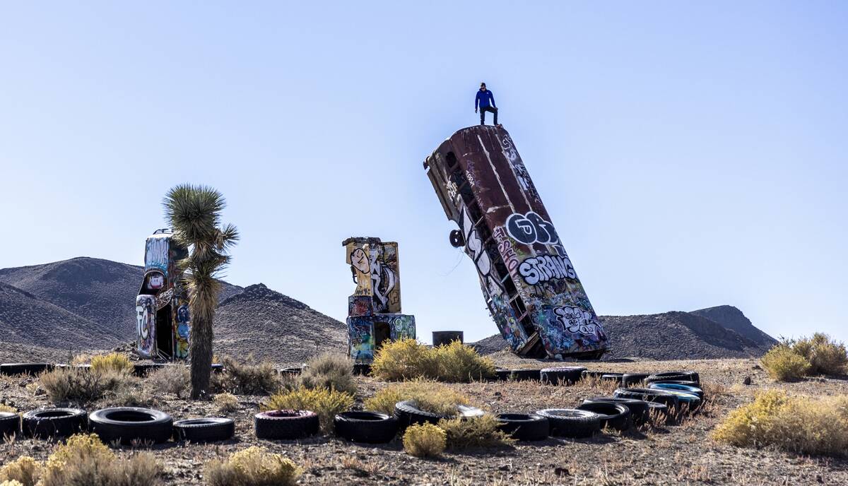 Alex Honnold, seen in the International Car Forest, is an accomplished climber and is hosting a ...