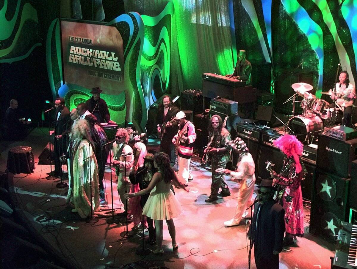 George Clinton and Parliament-Funkadelic perform at the induction ceremonies for the Rock and R ...