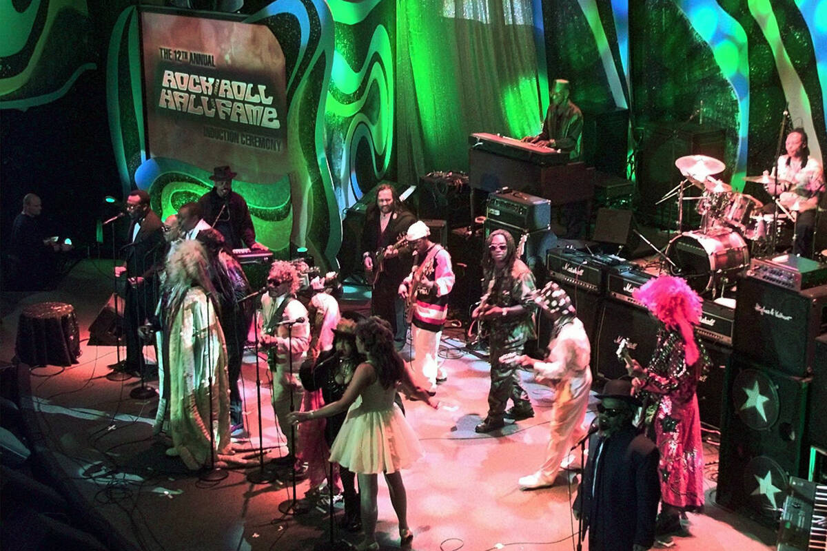 George Clinton and Parliament-Funkadelic perform at the induction ceremonies for the Rock and R ...