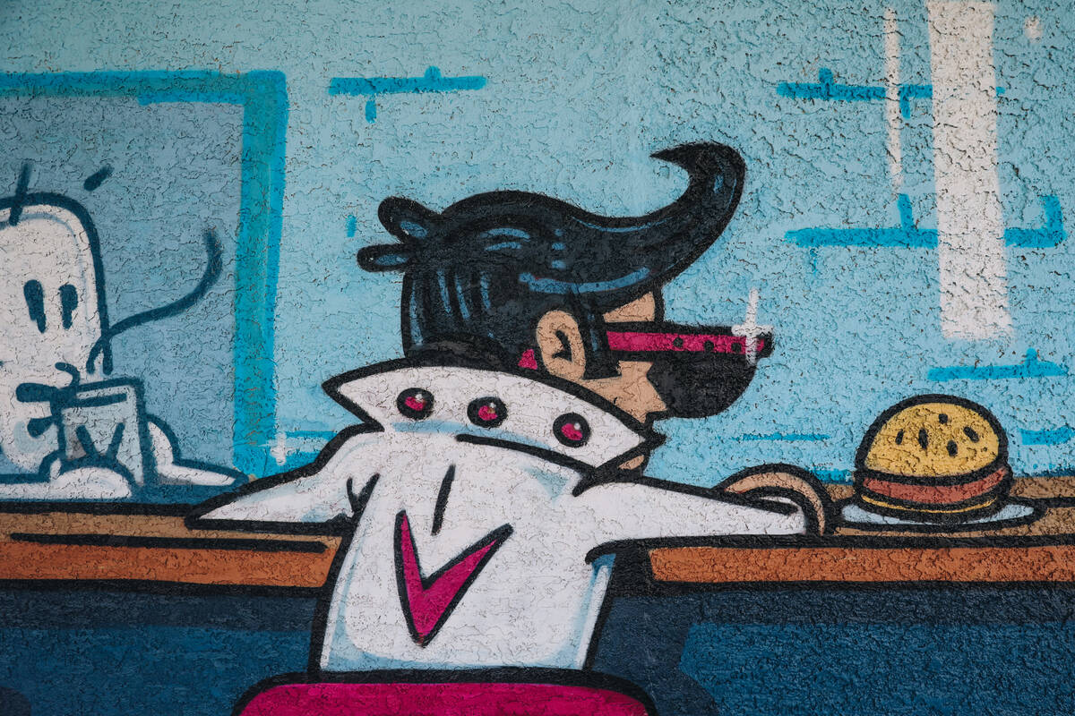A mural outside of Vickie’s Diner, which offers three breakfast specials for less than $ ...