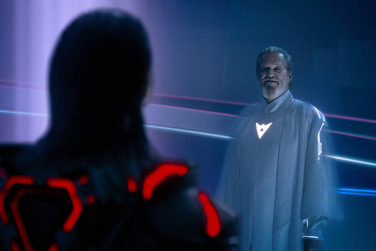This image released by Disney shows Jared Leto, left, and Jeff Bridges in a scene from "Tr ...