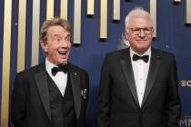 Martin Short, left, and Steve Martin arrive at the 77th Primetime Emmy Awards on Sunday, Sept. ...