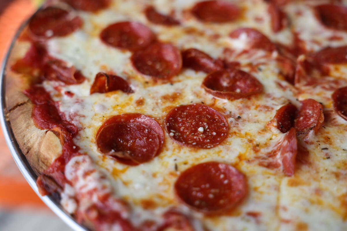 A 16” classic crust pepperoni is seen at Tony’s Pizzeria Friday, Oct. 10, 2025 in ...