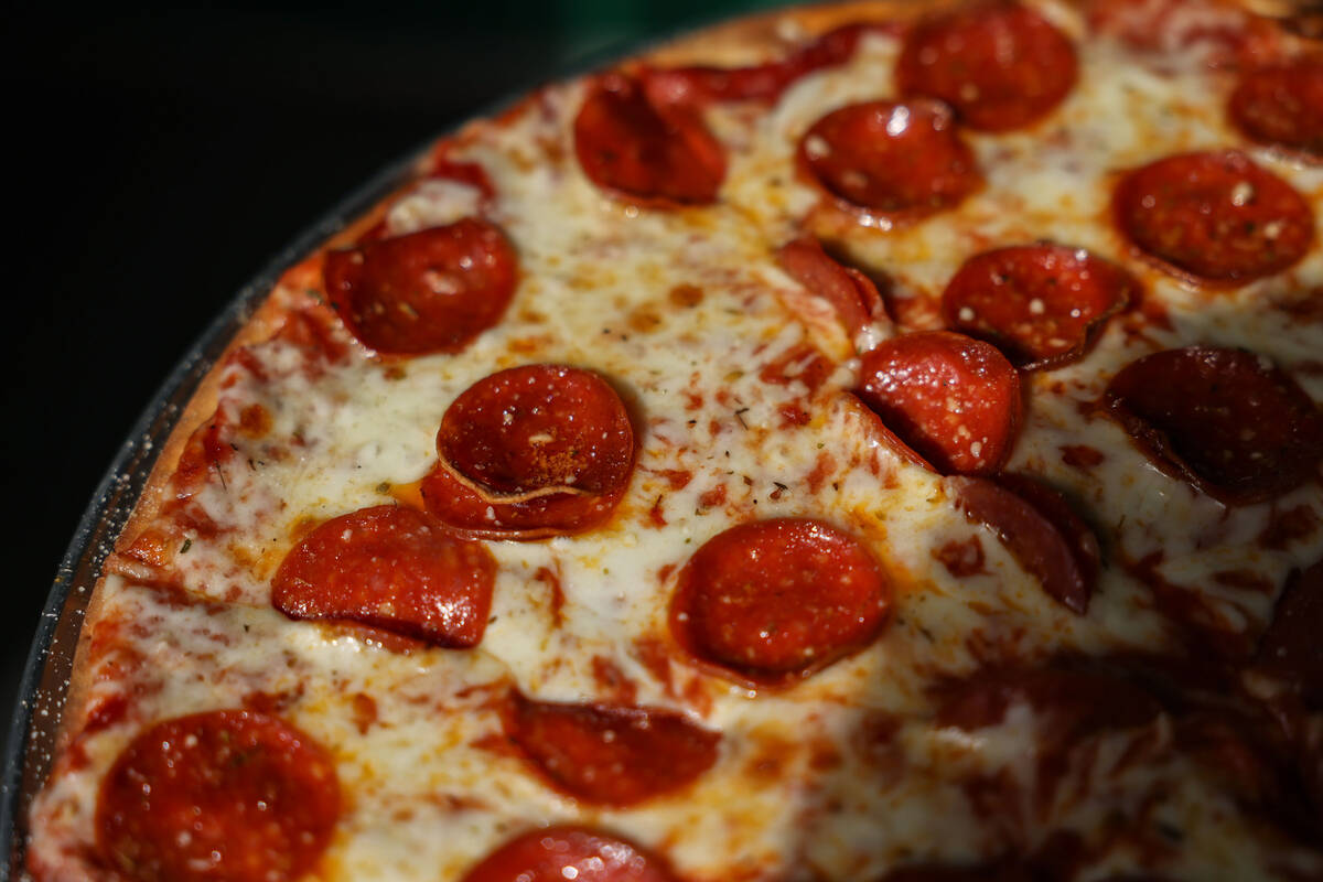 A 16” classic crust pepperoni is seen at Tony’s Pizzeria Friday, Oct. 10, 2025 in ...