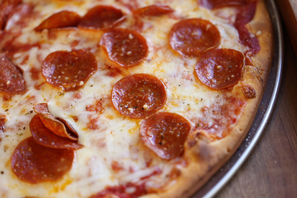 A 16” classic crust pepperoni is seen at Tony’s Pizzeria Friday, Oct. 10, 2025 in ...