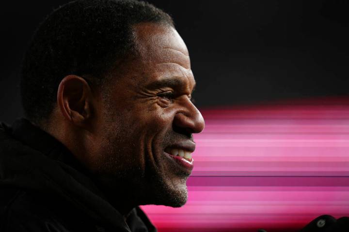 FILE - Former Philadelphia Eagles player Eric Allen stands on the sidelines during an NFL footb ...