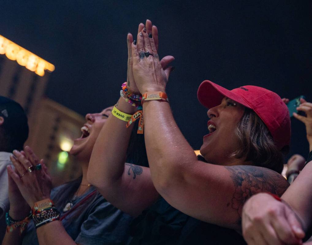 Fans enjoy a performance by Minus the Bear, Friday night’s headlining band, during Best ...