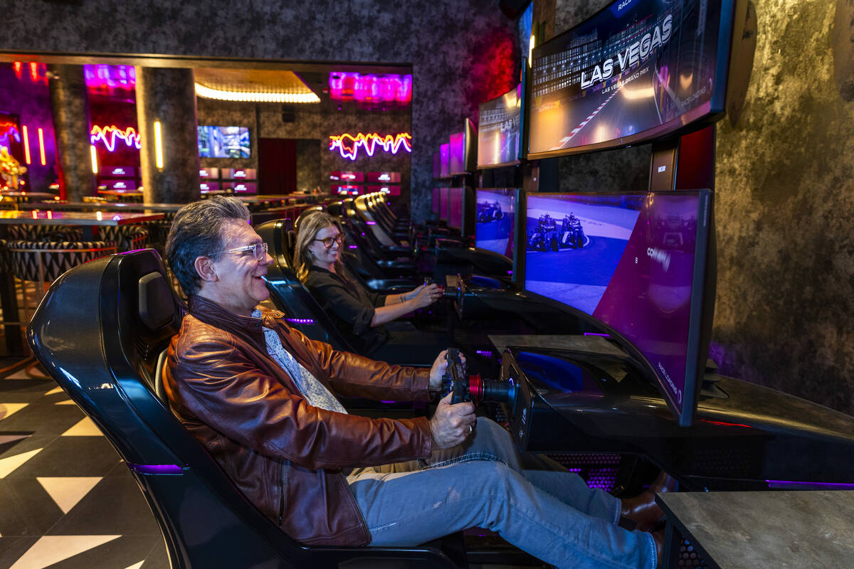 John Katsilometes gives simulated racing a try on the Las Vegas track as the F1 Las Vegas Arcad ...
