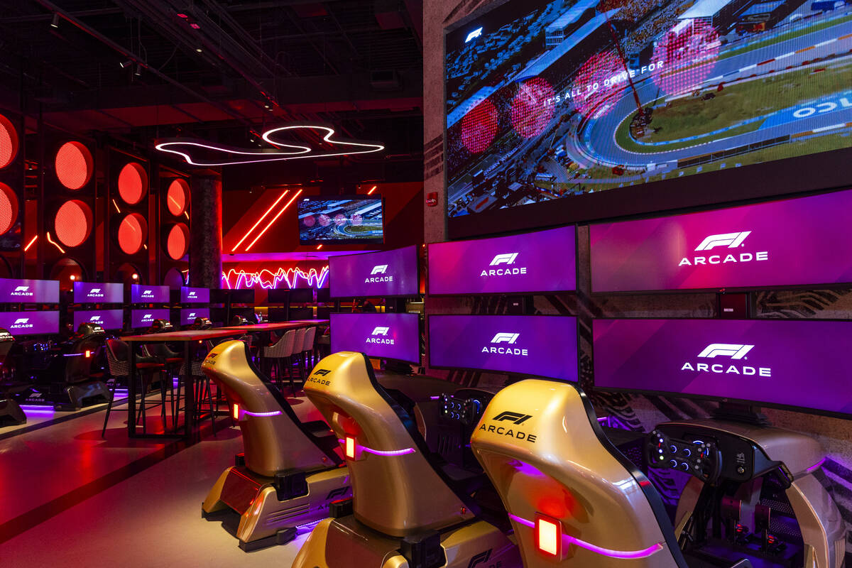 Some of the many driving simulators about F1 Las Vegas Arcade which will open next week within ...