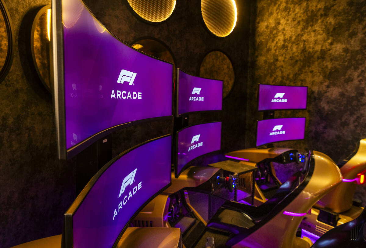 Some of the many driving simulators about F1 Las Vegas Arcade which will open next week within ...