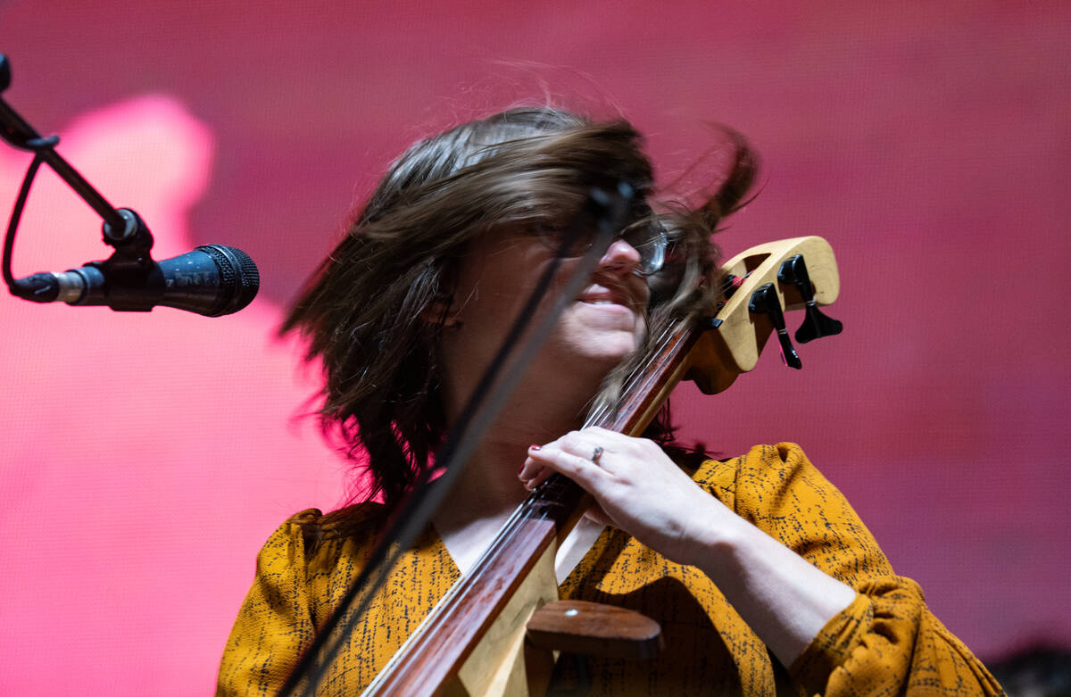 Megan Siebe preforms on stage with the indie rock band Cursive during the Best Friends Forever ...