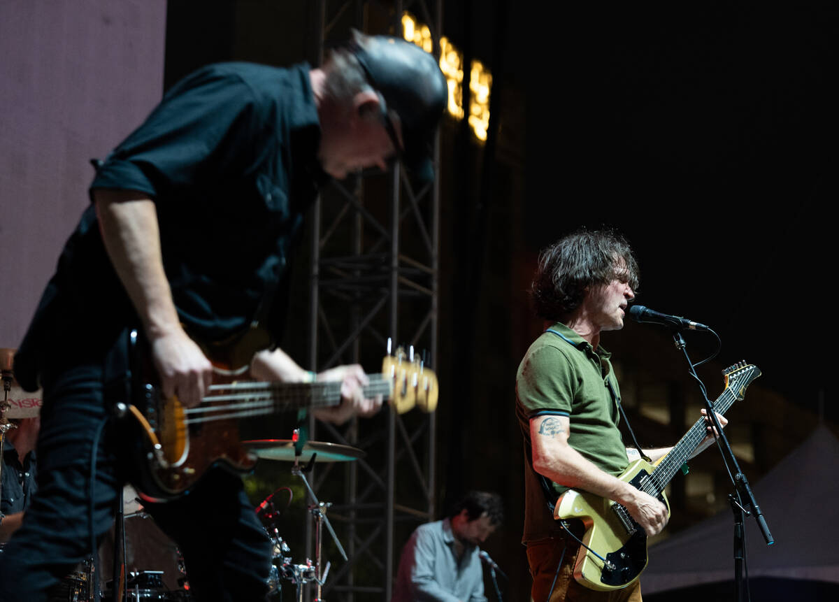 The indie rock band Cursive performs on the main stage at Best Friends Forever Fest following a ...