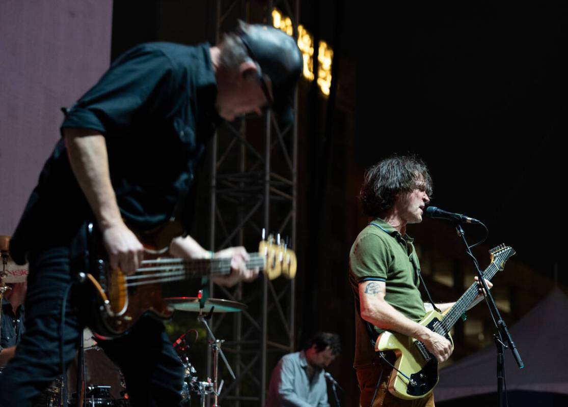 The indie rock band Cursive performs on the main stage at Best Friends Forever Fest following a ...