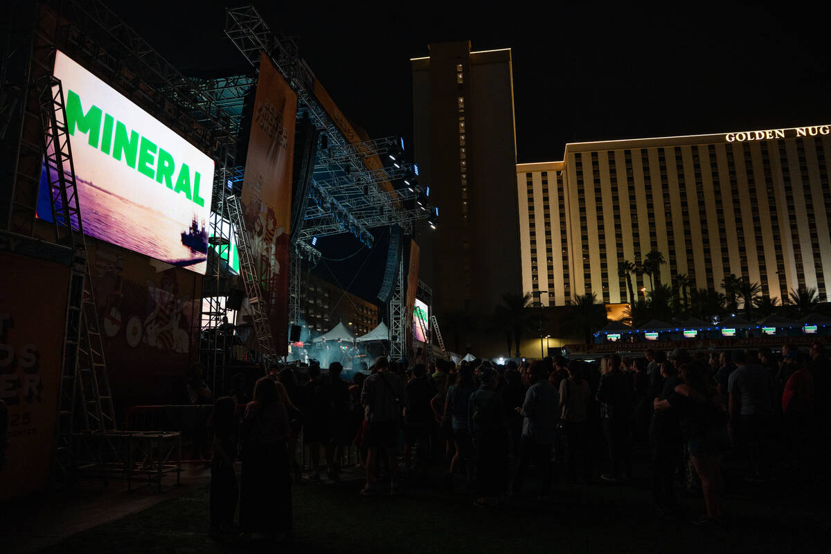 Fans watch Mineral, an emo band from Austin, Texas, perform on the main stage during Best Frien ...