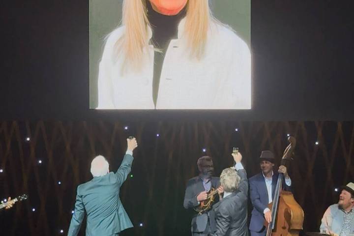 Steve Martin and Martin Short toast the late Diane Keaton at the end of "The Dukes of Funnytown ...