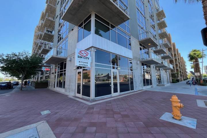 The exterior of 353 Bonneville Ave., Suite 115, in downtown Las Vegas. Hung Up on Wine, a wine ...