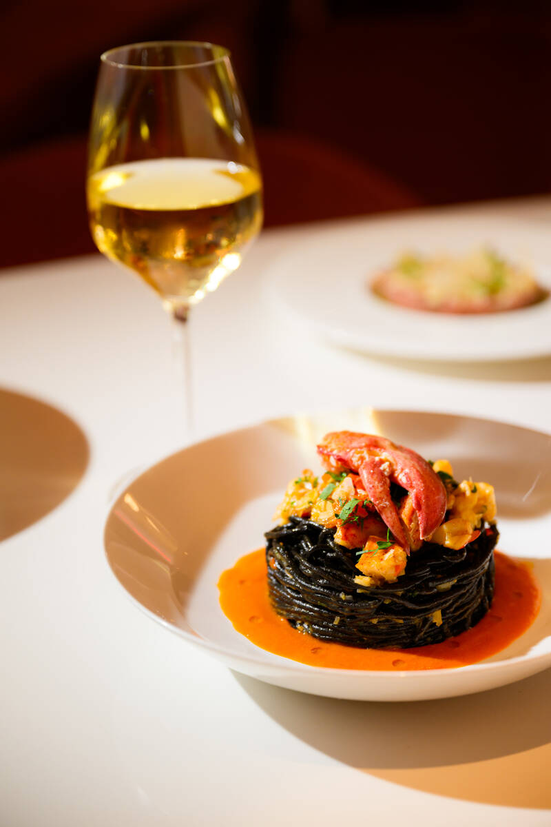 Nero di seppia (cuttlefish ink) spaghetti with Maine lobster from Sofia, a Toronto and Miami ho ...